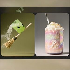 2 Anthropologie Icon Juice Glasses Mystic Confetti Witch Hat Luster Wand Wicked